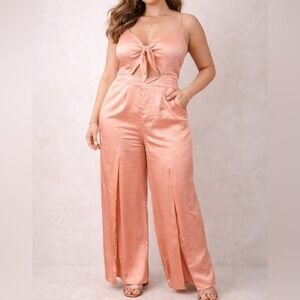 Banjul Coral Spaghetti Strap Cutout Jumpsuit